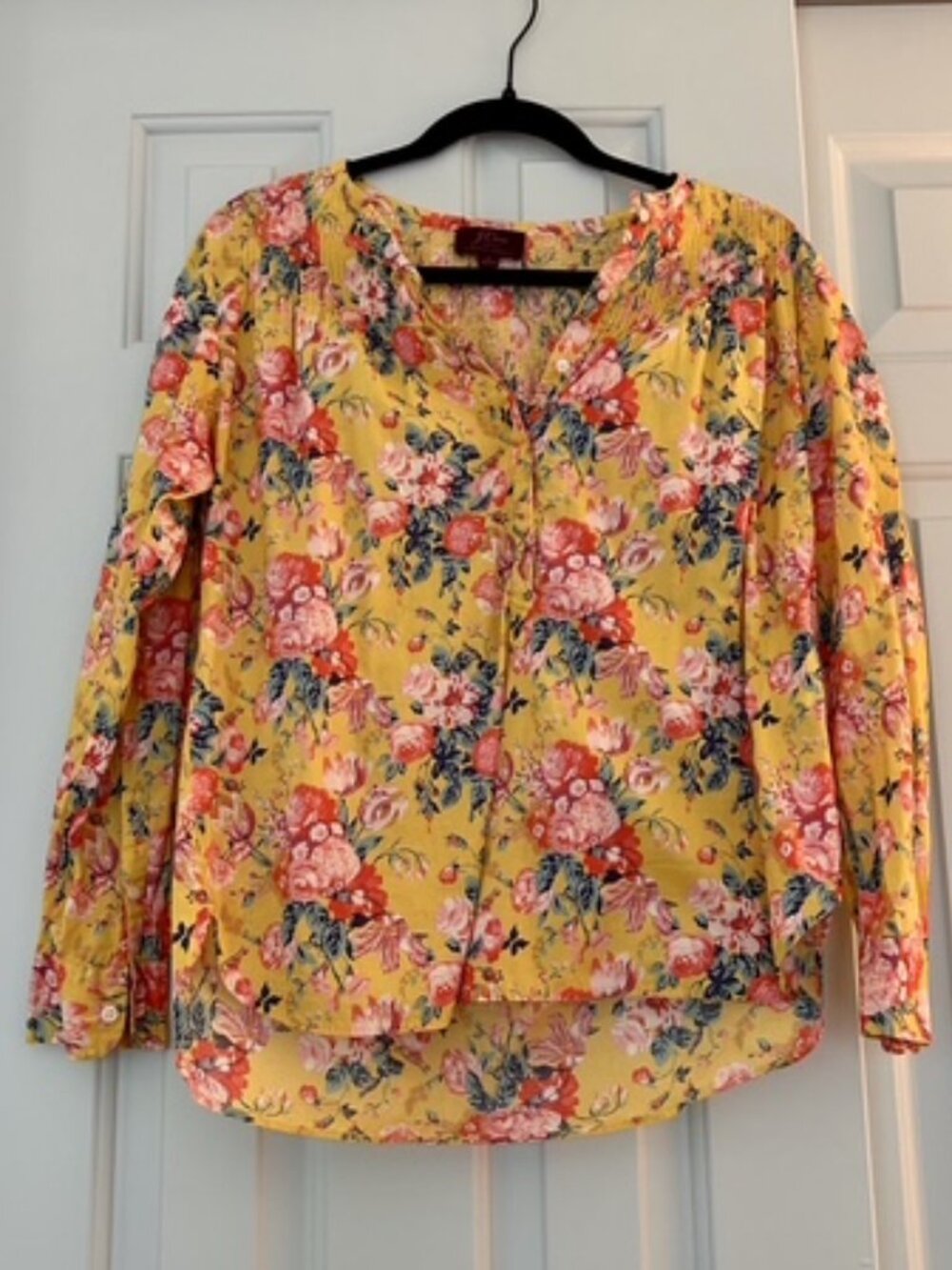 Classic J. Crew popover shirt in Liberty® yellow floral print, size 4